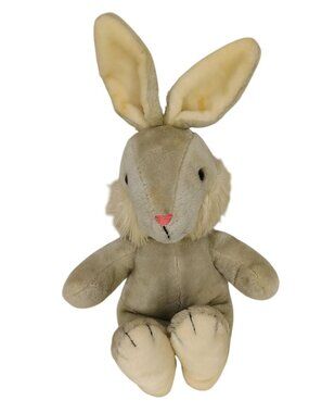 Vintage 1982 Wallace Berrie & Co. Plush Bunny Rabbit Stuffed Animal Beige With F